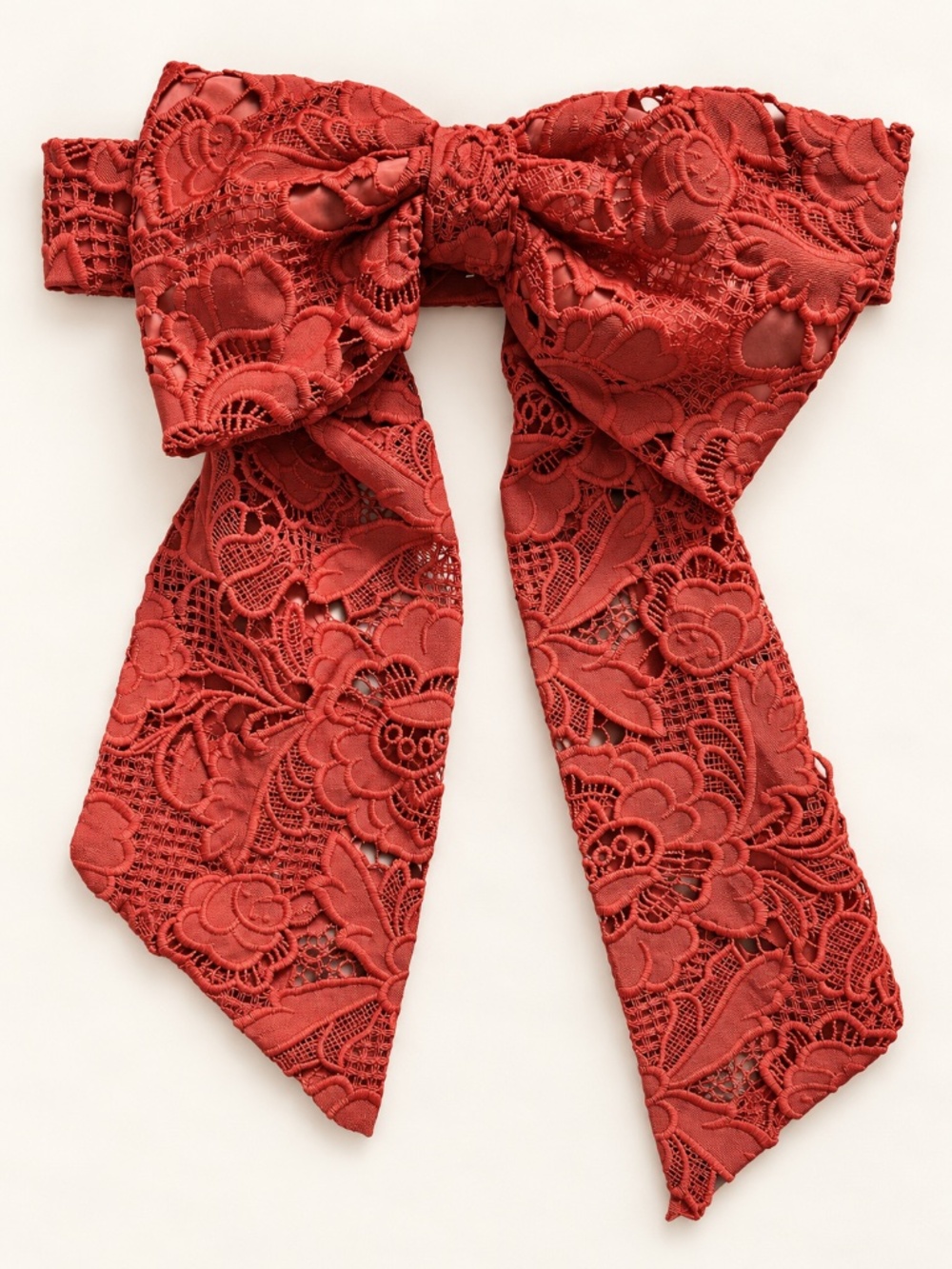 Mestiza New York Vanessa Guipure Lace Statement Bow Belt Red Rust